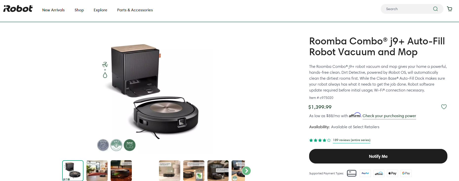 Irobot RoomCombo J9+